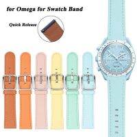 ❂ สร้อยข้อมือหนังแท้ขนาด 20 มม. สำหรับ Omega สำหรับ Swatch ร่วมแบรนด์ Moon Planet Watch Band อุปกรณ์เสริมหัวเข็มขัดผีเสื้อ