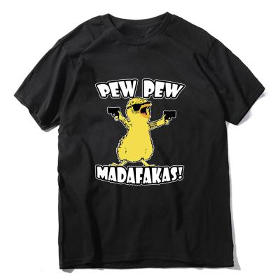 Funny Chicken Gangster Meme Vintage Cotton T-Shirt Tee womens New fashion Chicken Pew Madafakas  JSO1