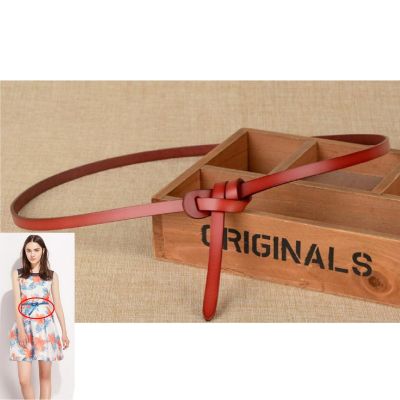 [Dreamsite] Natural Cowhide Knot Tying Belt (6 colors, 5x100cm), Trendy Fashion Belt, Mixed with Lining and Polyester, Waist Belt