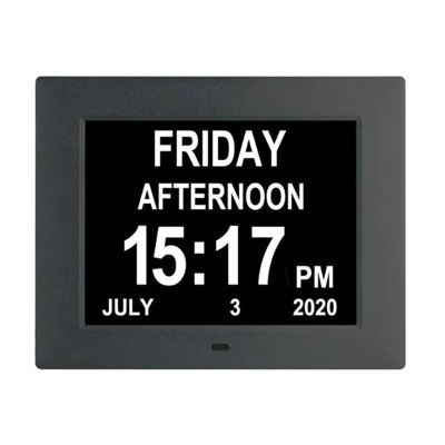 8 inch Alarm -Dementia Clock with Custom Reminders&amp;Remote Control Clock with Date Helps Memory Loss/Alzheimers-EU Plug