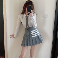 lune 900#กระโปรงพลีทเกาหลี กระโปรงสั้นทรงเอ กระโปรงเทนนิสเอวสูง  JK Skirt สไตล์เกาหลี มีซับใน