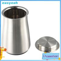 EASYEAH พื้นผิวสแตนเลสสตีล แก้วกาแฟ sifter พร้อมฝาปิด เงินสีเงิน ถ้วยผสมกาแฟ เอสเปรสโซ ถ้วยกาแฟลายตาข่ายเนื้อละเอียด ผงยาผง