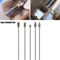 5Pcs 100มม. ตัดขอบยาว Double Cut แกะสลักเครื่องบดเครื่องมือทังสเตน Solid Carbide Rotary Burrs Shaft Milling Cutter