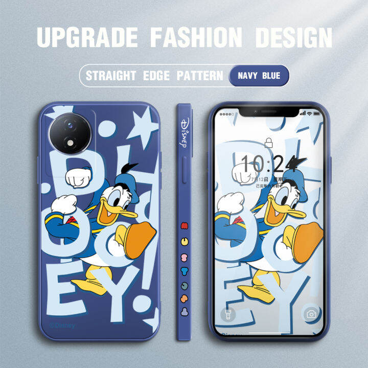 ggk-สำหรับ-vivo-y02t-y02a-y02การ์ตูนน่ารักมิกกี้เมาส์เดซี่โดนัลด์เคสโทรศัพท์รูปเป็ดลายขอบสี่เหลี่ยมของเหลวปลอกซิลิโคนคลุมทั้งหมดเคสป้องกันกล้อง