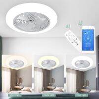 80W Modern Intelligent Ceiling Fan Lamp 21Inches Bedroom Decoration Lamp Mute Fan Lamp Control by Phone W/ Remote Control