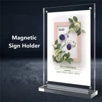 Magnetic Double-sided T-type A4 Acrylic Bracket Business Card Display Stand Menu Paper Photo Frame