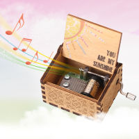 Wooden Carved Vintage Hand Crank You Are My Sunshine Music Box Ornaments Gift Home Decoration Ornaments Gift