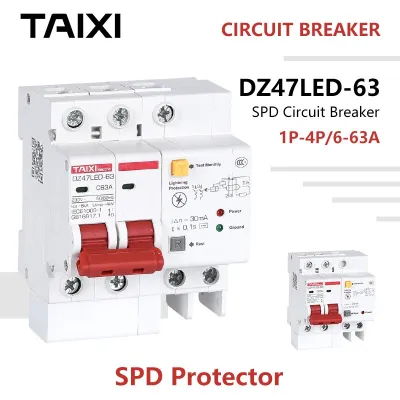 เครื่องป้องกันไฟกระชาก Spd ตัวป้องกันฟ้าผ่า2ขั้ว Dz47le เบรกเกอร์ Rcbo Rccb Mcb Rcd 20a 16a 25a 32a 40a 63a Dz47led