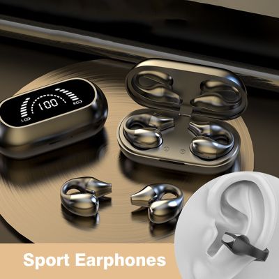 ZZOOI NEW Bone Conduction Earphone Bluetooth 5.2 Ear Clip on Ear Earring Wireless Headphones Sports Headsets Ear Hook with Mic