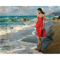 Woman Sea DIY Cross Stitch Embroidery 11CT Kits Needlework Craft Set Printed Canvas Cotton Thread Home Decoration Room