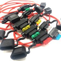 Waterproof 16 Gauge Fuse Holder 16 AWG Inline Fuse Holder with 30 AMP ATC Blade Fuses Blade Car Auto Motorcycle Motorbike Fuse