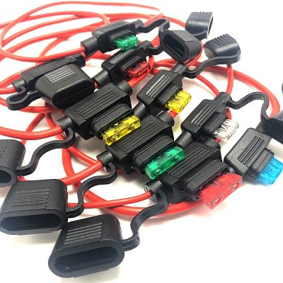 Waterproof 16 Gauge Fuse Holder 16 AWG Inline Fuse Holder with 30 AMP ATC Blade Fuses Blade Car Auto Motorcycle Motorbike Fuse