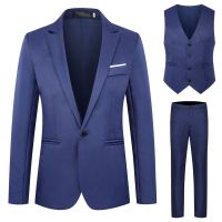 3 Piece Set Men Business Suit Formal Slim Fit Men Wedding Suits - Blazer+ Vest+ Pant