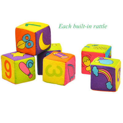 6PcsSet Cloth Building Blocks New Infant Baby Cloth Doll Soft Rattle early Educational Baby Toy Soft Plush Set Cube