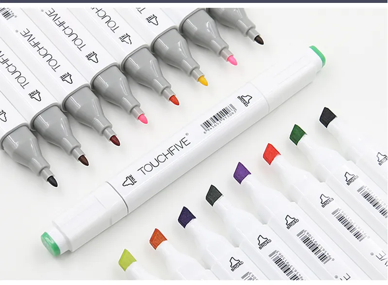 TOUCHFIVE 12-168 Colors Alcohol Sketch Markers Pen Set Dual Tip Art  Permanent Drawing Marker For Student Coloring Art Supplies