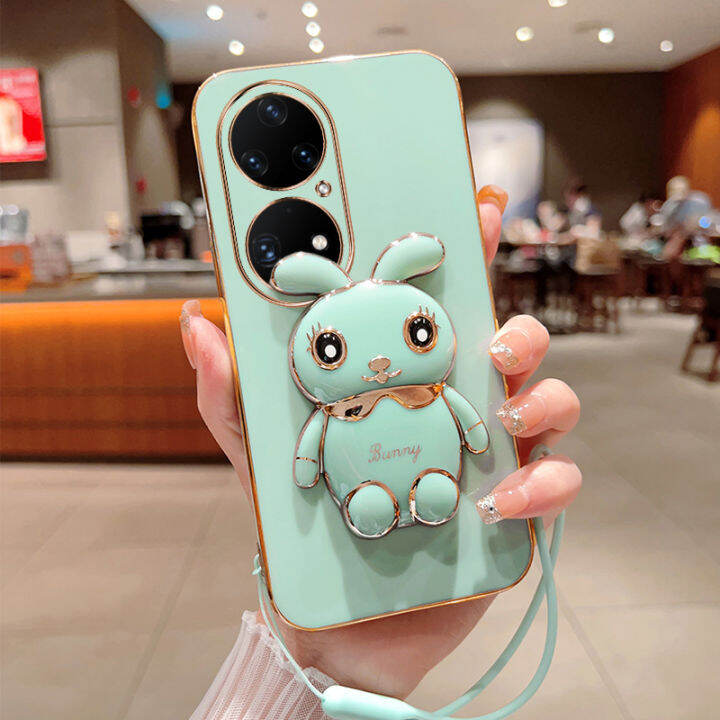 ybd-เคสกระต่ายน่ารักสำหรับ-huawei-p20-p30-p40-p50-pro-เคสโทรศัพท์โปรการ์ตูนฟรีสายคล้องเคสซิลิโคนแบบนิ่มแบบสามมิติ