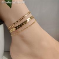 【CW】❡✢✇  4 PCS/Set Figaro Chain Anklets for Fashion Gold Color Ankle on Leg 2023 Beach Foot Jewelry