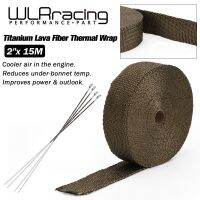 WLR RACING - 15M Premium Exhaust Heat Wrap Manifold Wrap Titanium Lava Fiber Thermal Heat Wrap 6 pcs Ties WLR1915T