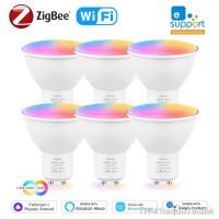 ❆ Lâmpada inteligente regulável ZigBee GU10 WiFi RGB C W 5W Controle EWelink Spotlight Funciona com Alexa