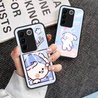 เคสโทรศัพท์สำหรับ Vivo Vivo V27 E V27e V V27 27e Pro V27pro 2023ใหม่ลายการ์ตูนน่ารักลวดลายป้องกันเลนส์กล้องขอบซิลิโคนอ่อนนุ่มเคสฝาหลังกระจกนิรภัยกันกระแทก