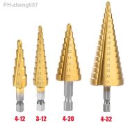 3-12/4-12/4-20/4-32mm HSS Straight Groove Step Drill Bit Titanium Coated Wood Metal Hole Cutter Core Cone Drilling Tools Set