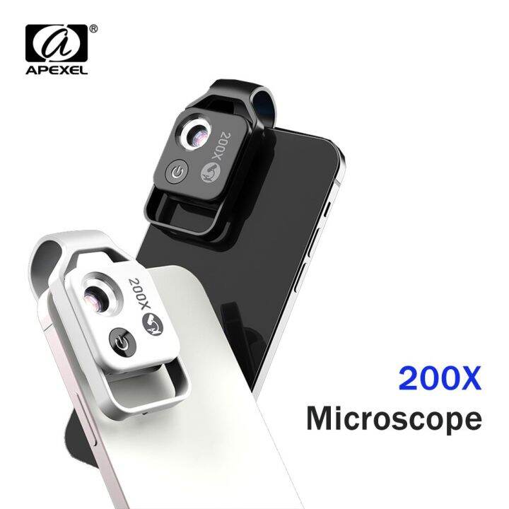 APEXEL HD 200X Magnifications Macro Lens with CPL LED Light Microscope Lems for Smartphones