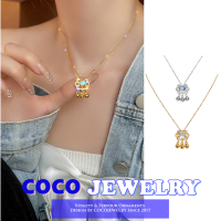 COCOJEWELRY New Necklace Female Ins Style Niche Style Moonstone Long Life Lock Safe Wishful Clavicle Chain Accessories