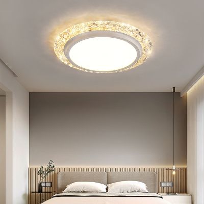 [COD] Bedroom new light luxury modern crystal round home led ceiling creative study master bedroom