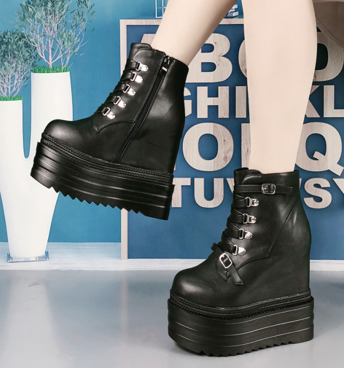 2019-autumn-and-winter-new-14-cm-super-high-heeled-waterproof-platform-womens-single-shoes-thick-soled-lace-up-boots