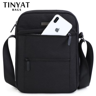 TINYAT กระเป๋าสะพายไหล่ผู้ชายธุรกิจสำหรับ9.7นิ้ว,กระเป๋าเอกสารผู้ชายผ้าแคนวาส Ipad กันน้ำได้ลำลองสามีกระเป๋าสะพายข้าง9กระเป๋า