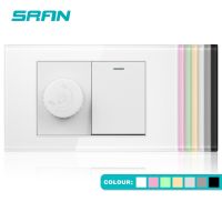 ☍ஐ♘ SRAN EU BR AU US standard Dimmer switch and 1 gang switch 16A Wall switch for home improvement tempered glass panel 118x72mm