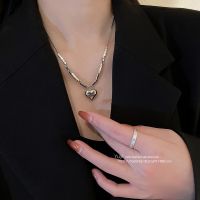 [COD] Korean temperament simple love necklace ins cold collarbone chain design sense retro fashion female