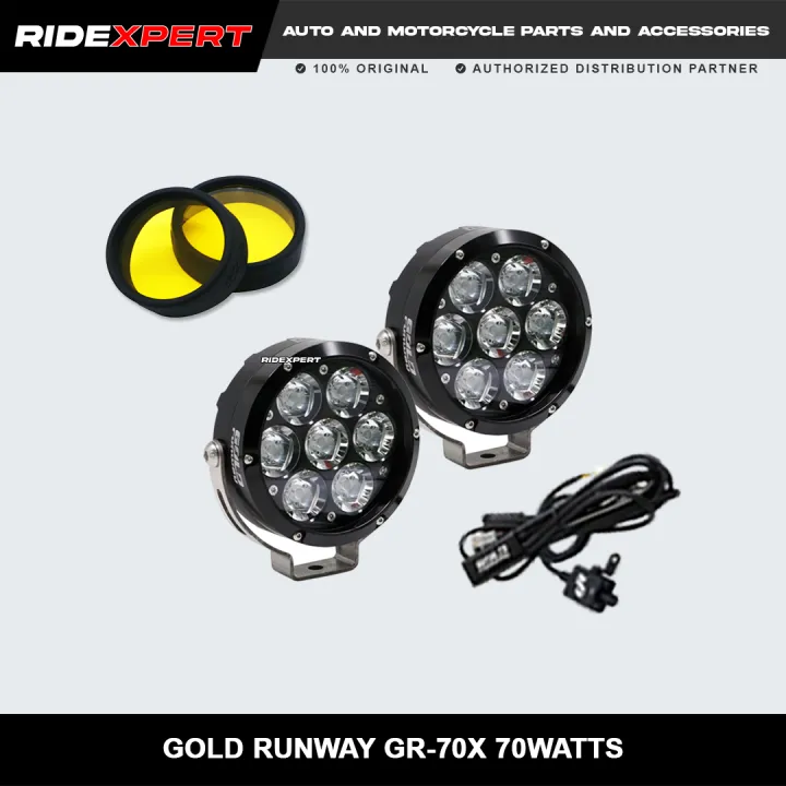 GOLD RUNWAY GR-70X 70W LED Auxiliary Motorcycle Fog Lights Trail Riding ...