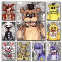 เคสกันกระแทก♨อะนิเมะเกม Fnaf ห้าคืน-At-Freddys โปสเตอร์และภาพพิมพ์การ์ตูนหมีผ้าใบวาดภาพศิลปะบนผนังรูปภาพสำหรับห้องการตกแต่งบ้าน Cuadros