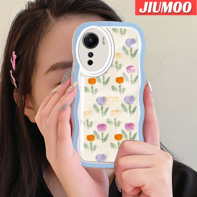 เคส JIUMOO สำหรับ Vivo Y16 Y35 5G Y56 5G เคสลายดอกไม้แฟชั่นสีสันสดใสเคสซิลิโคนกันกระแทกโทรศัพท์แบบใสนุ่มเคสโปร่งใสป้องกันเลนส์กล้อง