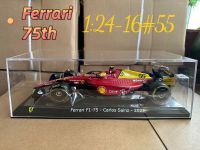 ใหม่ Bburago 1;24 F1 2022 Ferrari ครบรอบ75Th Giallo Modena 16 # Leclerc 55 # Sainz Alloy รถเหล็กหล่อกล่องอะคริลิคของเล่นโมเดล