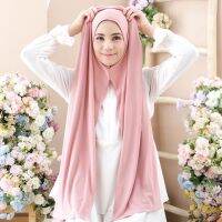 【YF】 Premium Jersey Instant Hijab Good Stitch Stretchy Scarf Malaysia Shawl Plain Muslim Wraps Soft Turban Headband Foulard