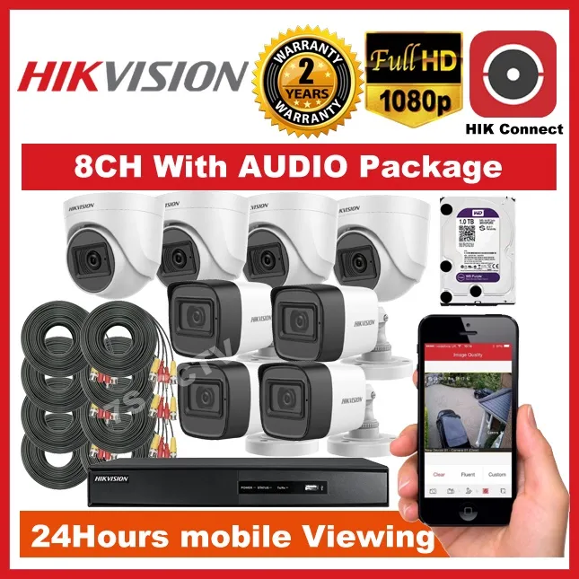 COD Hikvision 8CH 2MP With AUDIO CAMERA TURBO HD CCTV Package DIY Kit ...