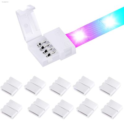 ♚✟ 10Pcs 4-Pin 10mm RGB LED Light Strip Connectors PBC Solderless Gapless Terminal Extension Adapter Unwired for RGB 5050 LED Light