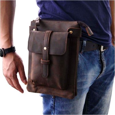 【CW】 Fashion Real Leather Multifunction Waist Pack Cross-body Satchel Messenger Hip Bum 8711-l