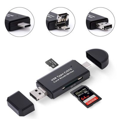 【CW】 3 In 1 Micro USB to USB Type C OTG Card Adapter USB 2.0 Memory Card Reader For SDXC SDHC SD Micro SD Micro SDXC Micro SDHC