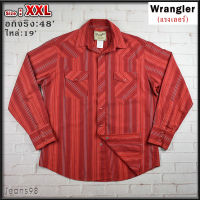 Wrangler®แท้ อก 48 ไซส์ XXL เสื้อเชิ้ตผู้ชาย แรงเลอร์ สีแดง เสื้อแขนยาว เนื้อผ้าดี กระดุมมุกสวยๆ