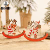 GHHGFF สร้างสรรค์ DIY ทำด้วยไม้ งานไม้ ซานตามนุษย์หิมะ เครื่องประดับ ต้นคริสต์มาส ของตกแต่งวันคริสต์มาส ม้าโยกคริสต์มาส จี้คริสต์มาส