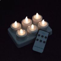 Set OF 6 LED Candle Remote Controlled Flickering Frosted Rechargeable Tealight Electronic Lamp Waxless F/Wedding Home-Warm WHITE