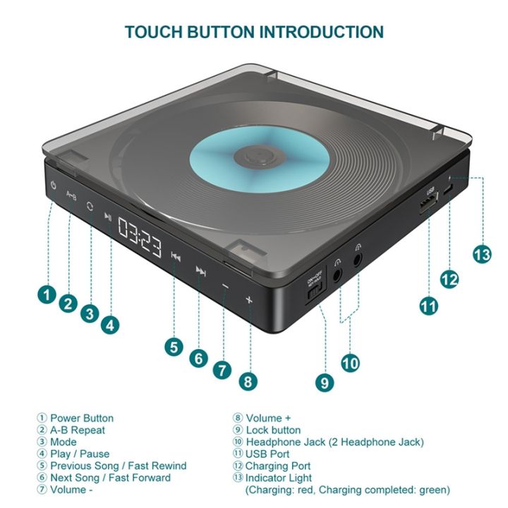 compact-sports-portable-cd-player-touch-button-rechargable-disc-player-reproductor-cd-double-headphones-cd-walkman