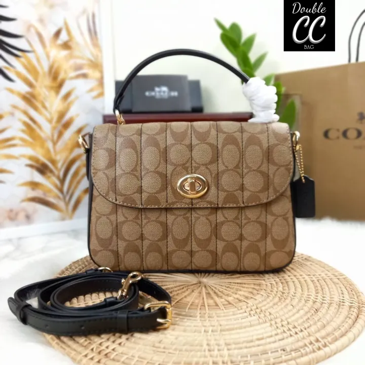 (แท้ 💯‼ Factory) COACH MARLIE TOP HANDLE SATCHEL IN SIGNATURE CANVAS WITH QUILTING Lazada.co.th