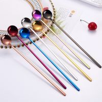 6pcs Extra Long Handle Cutlery Set Stainless Steel Kitchen Utensils Sets Ice Spoons Teaspoons Christmas Tableware Sets Wholesale