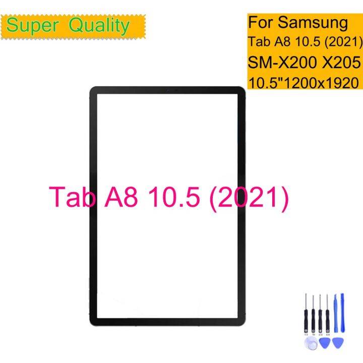 สำหรับซัมซุงกาแล็กซีแท็บ-a8-10-5-2021แผงหน้าจอสัมผัสแท็บเล็ต-sm-x200-sm-x205เลนส์กระจก-lcd-ด้านหน้าด้านนอก