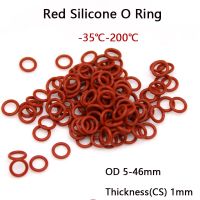 5-100pcs Thickness(CS) 1mm Food Grade Sealing Ring OD 5-46mm Red Silicone O Ring ID 3-44mm Waterproof And Insulated -35℃-200℃ Gas Stove Parts Accessor