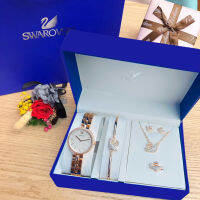 watch necklace bracelet ring earrings five-piece set (new สีโรสโกลด์) สินค้าได้ครบเซตตามรูป พร้อมกล่องและถุงแบนด์